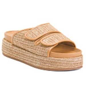 Silent D Raffia Paris Platform Slides